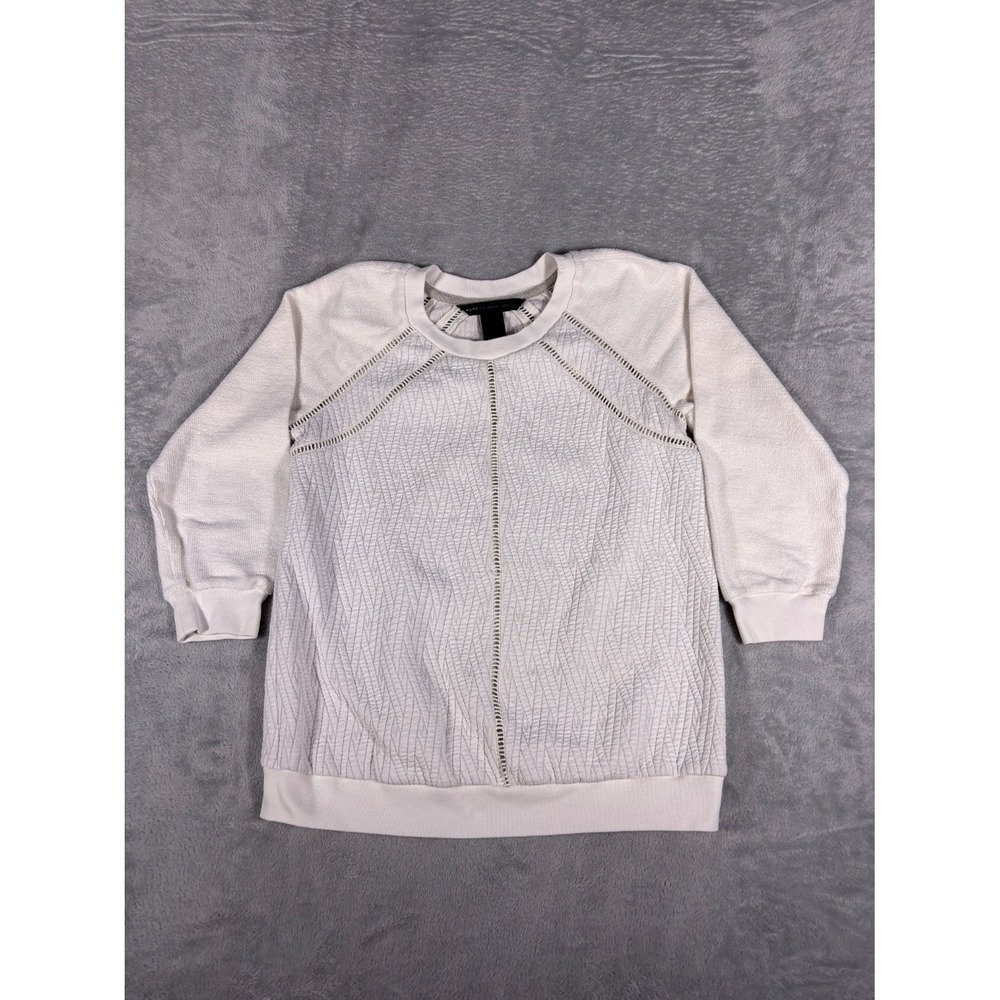 Marc By Marc Jacobs Sweater Womens M Ivory White Geometric Long Sleeve Quilted